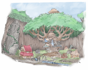 The village of Hush, colored by Kaylee.